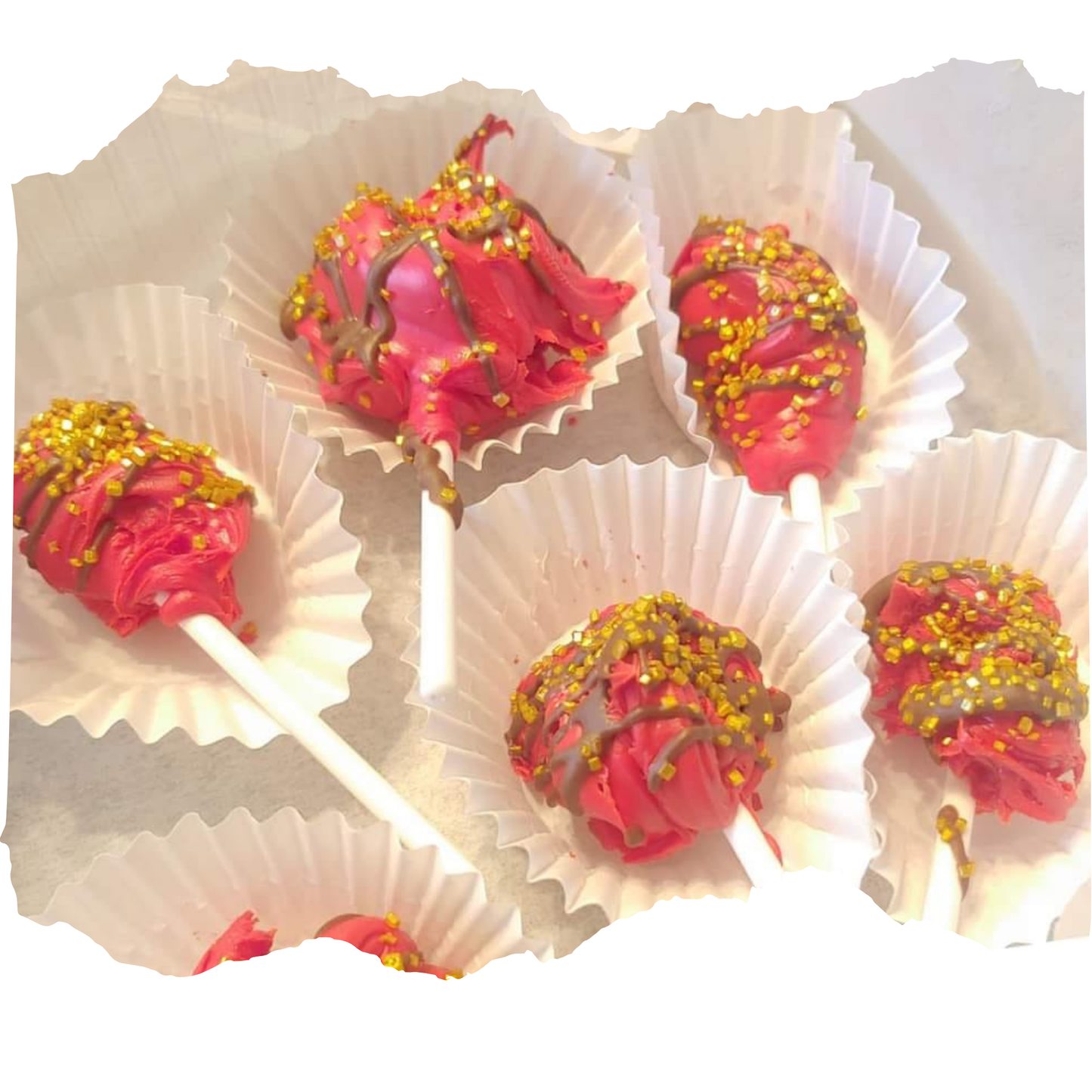 Gourmet Chocolate Pops – Festive Red with Gold Sprinkles