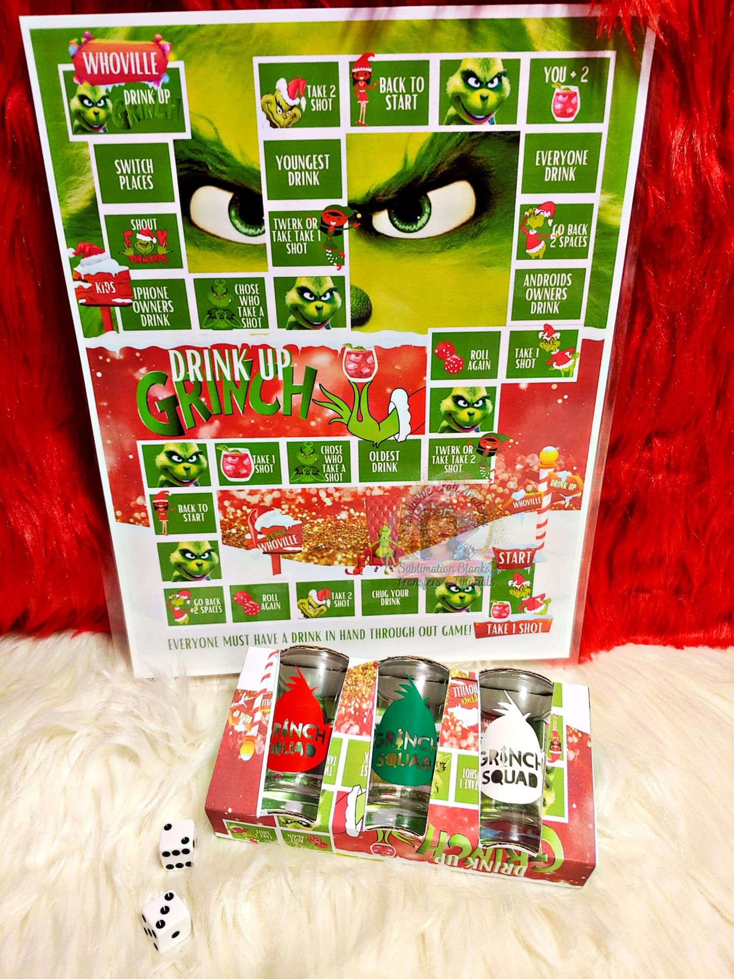 grinch board game, family game night, Christmas party, adult games, grinch squad