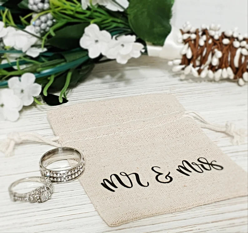 Personalized Wedding Ring Bag Boho Chic