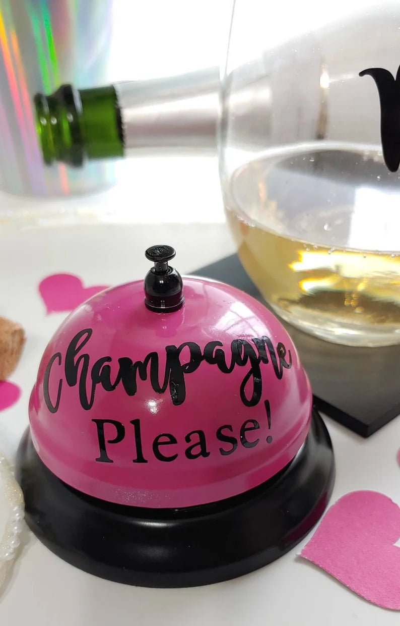 Gift Set | Moscato My Way Wine Glass | Champagne Wine Lover | Champagne Please Call Bell | Anniversary | Engagement Gift For Her