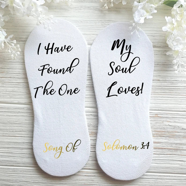 Personalized Brides Socks | Wedding Socks | Bridal Party Socks | Lucky Socks | Custom Socks | Brides Wedding Gift | I have Found The One My Soul Loves