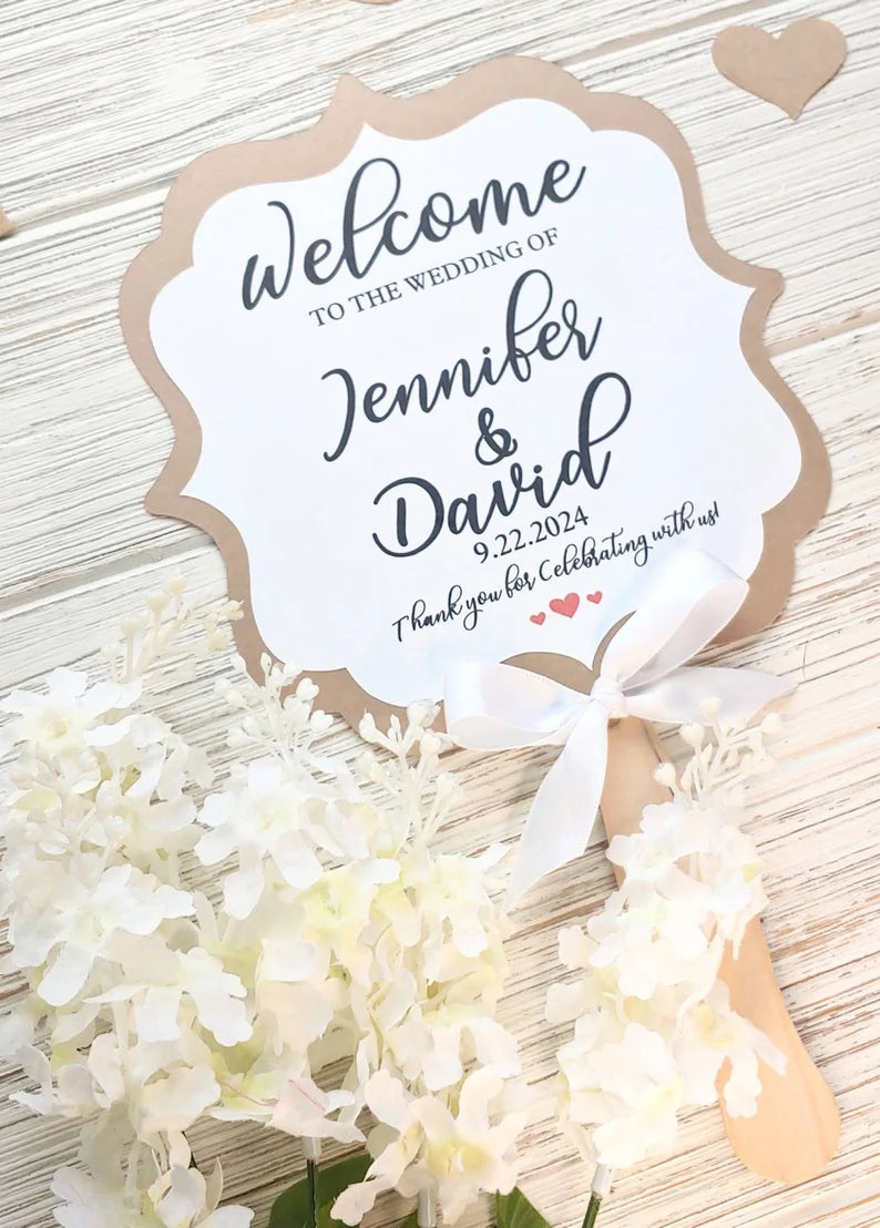 Personalized Wedding Fans Boho chic