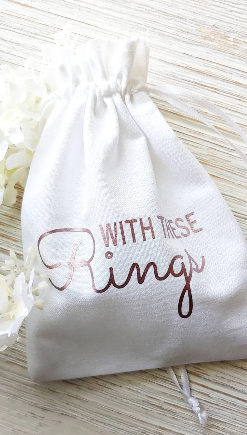 Personalized Wedding Ring Bag White