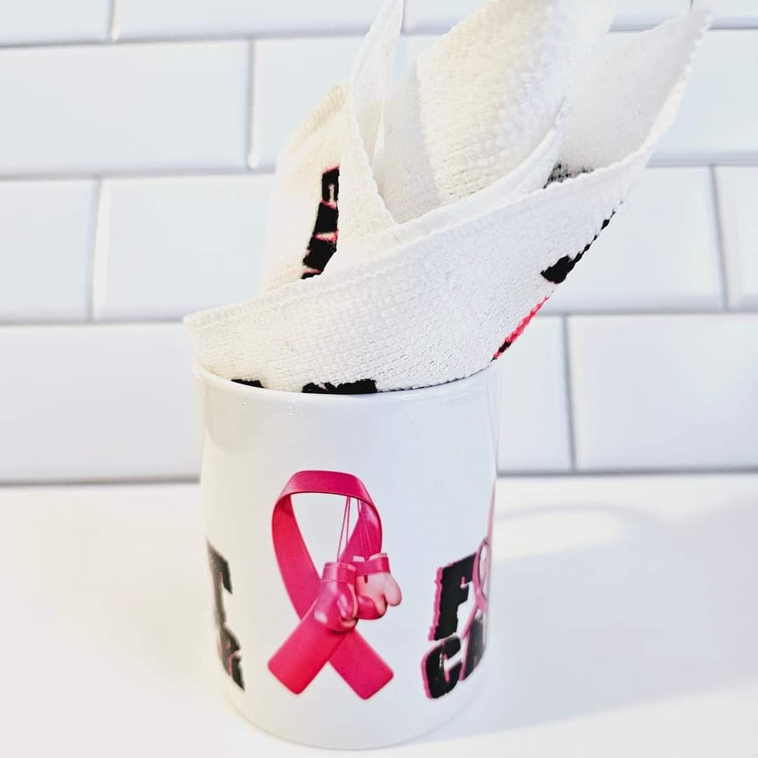 Cancer awareness mug, cancer support gift, fight cancer mug, pink ribbon mug, cancer warrior gift, coffee mug for cancer patients, cancer survivor gift, pink boxing gloves mug, cancer awareness gift set, motivational coffee mug