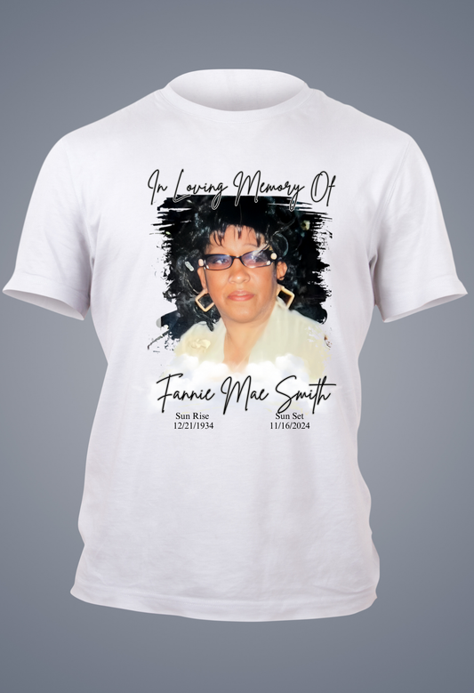 Custom memorial T-shirt, personalized memory shirt, in loving memory, custom tribute T-shirt, memorial keepsake, remembrance shirt.

