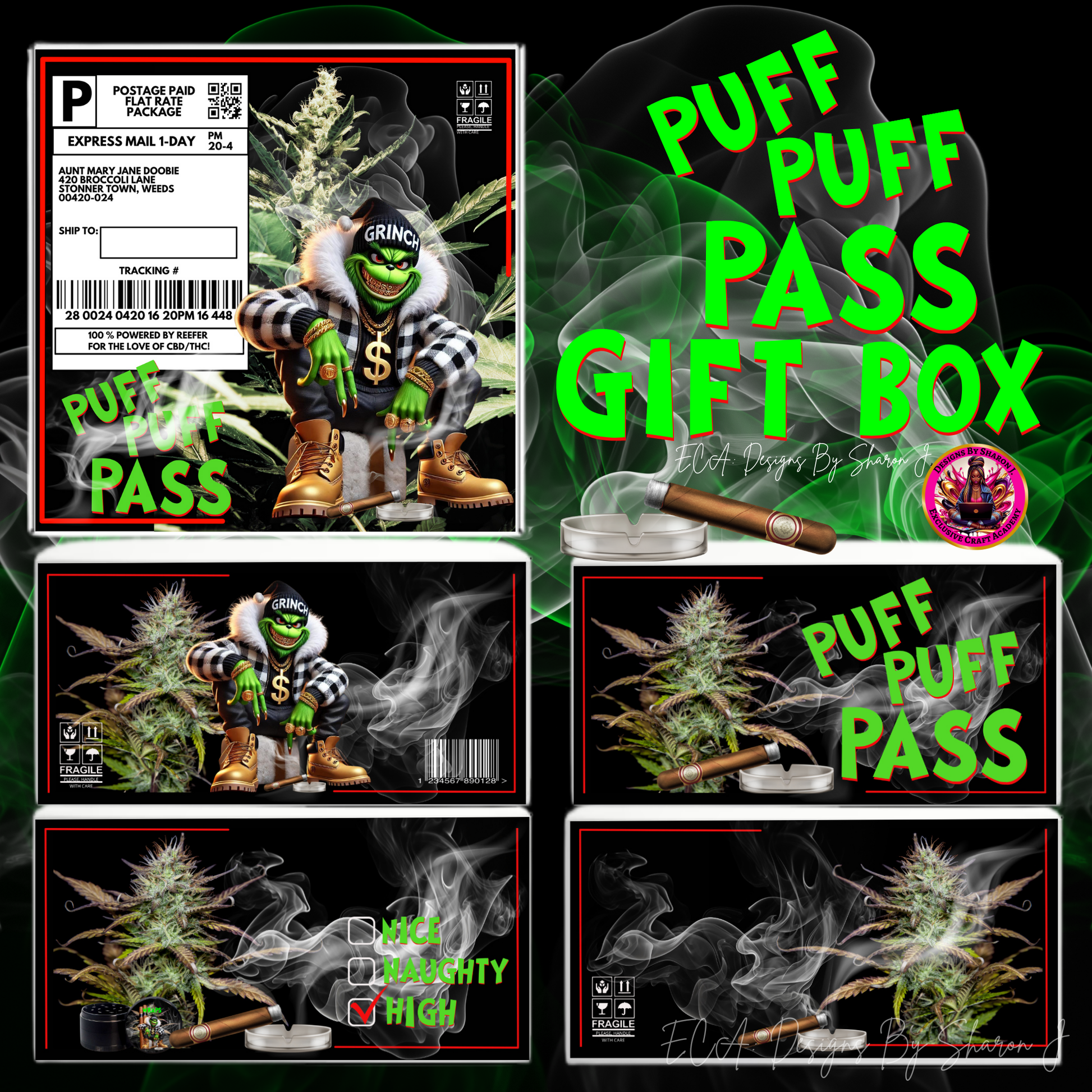 Puff Puff Pass Kit, Holiday Gift Set, 8x8x4 Gift Box, 15 oz Mug, Rolling Tray 4.5x6.5, Herb Jar, Lighter, Cigars, Ashtray, Unique Holiday Gift, Fun Holiday Gifts, Edgy Christmas Gift Set, Complete Gift Set, High-Quality Holiday Accessories, Thanksgiving Ready, Pre-Order Holiday Set, Christmas Gift Set

