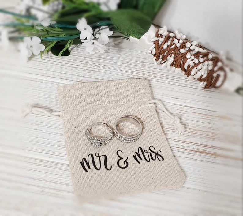 Personalized Wedding Ring Bag Boho Chic