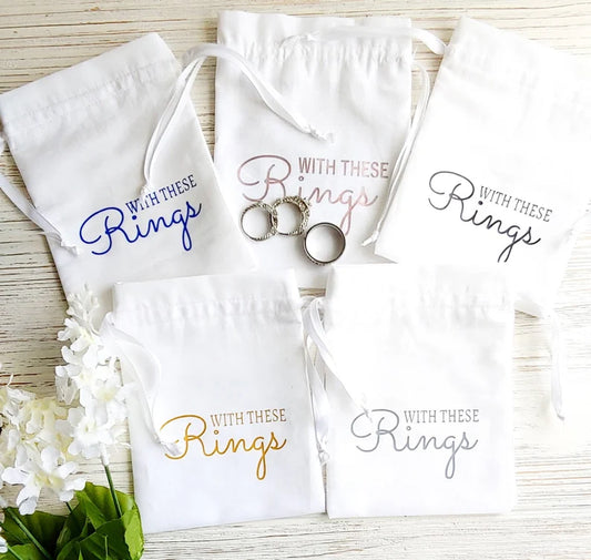 Personalized Wedding Ring Bag White