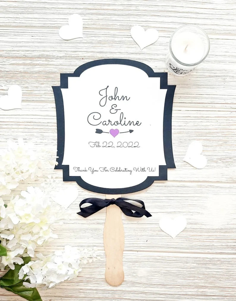 Personalized wedding discount paddle fans