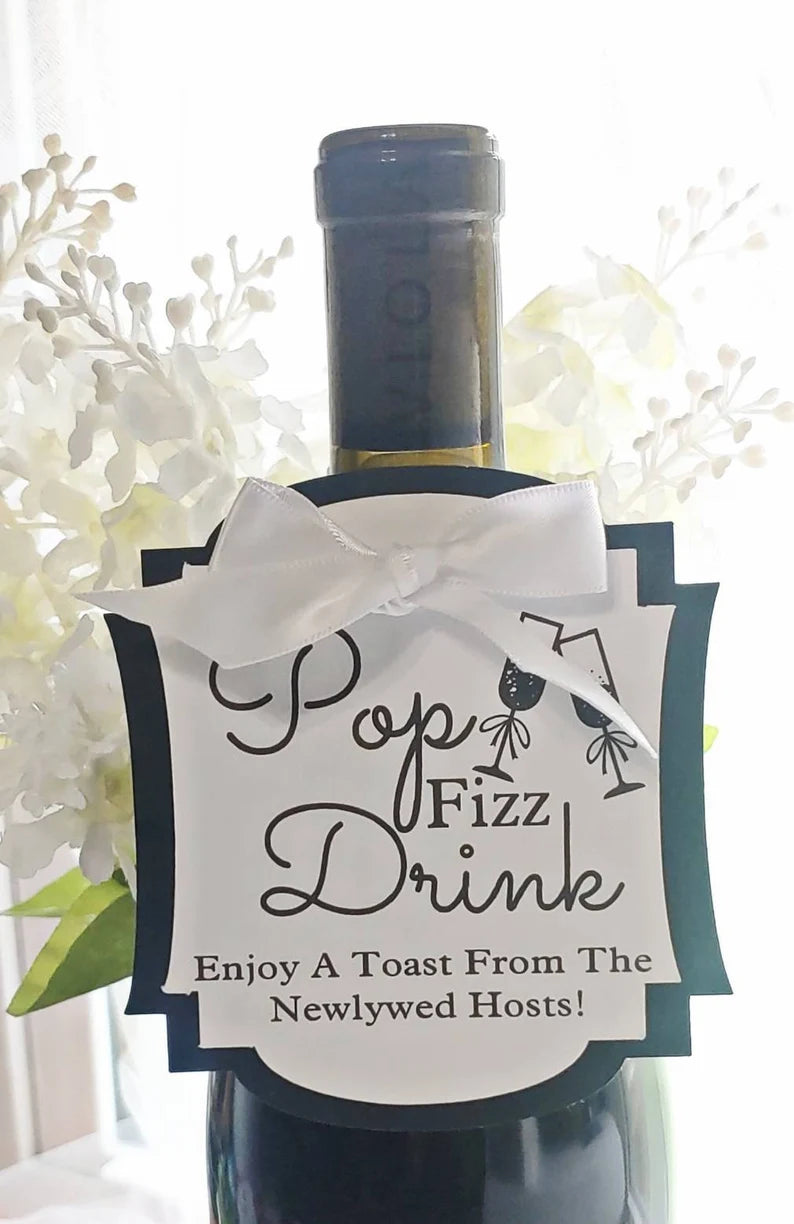 Pop Fizz Drink Champagne Bottle Favor Tags